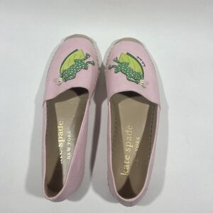 Kate Spade New York Frog Espadrilles Pink Canvas Slip-On Shoes Women’s 10